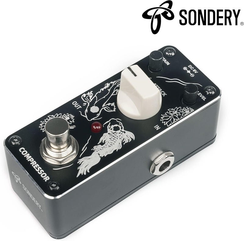 Sondery Compressor Pedal for Electric Guitar and Bass, Mini Compression Pedal True Bypass, Controls by Sustain Level and Attach, Art Design Series - Image 2
